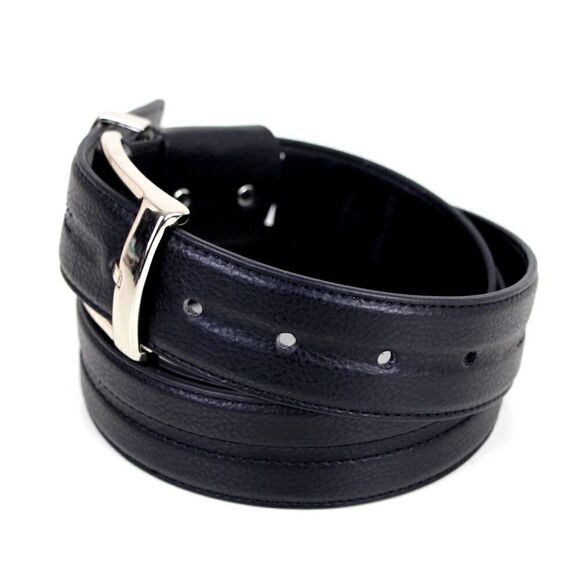 CLASSIC STYLE BLACK GENUINE LEATHER 1 3/8"Wd CASUAL DRESS MEN'S BELT Sz 38 (T13 - Picture 3 of 13